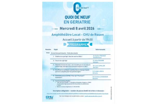 "Quoi de neuf ?" au CHU de Rouen en 2026 : A VOS AGENDAS !!
